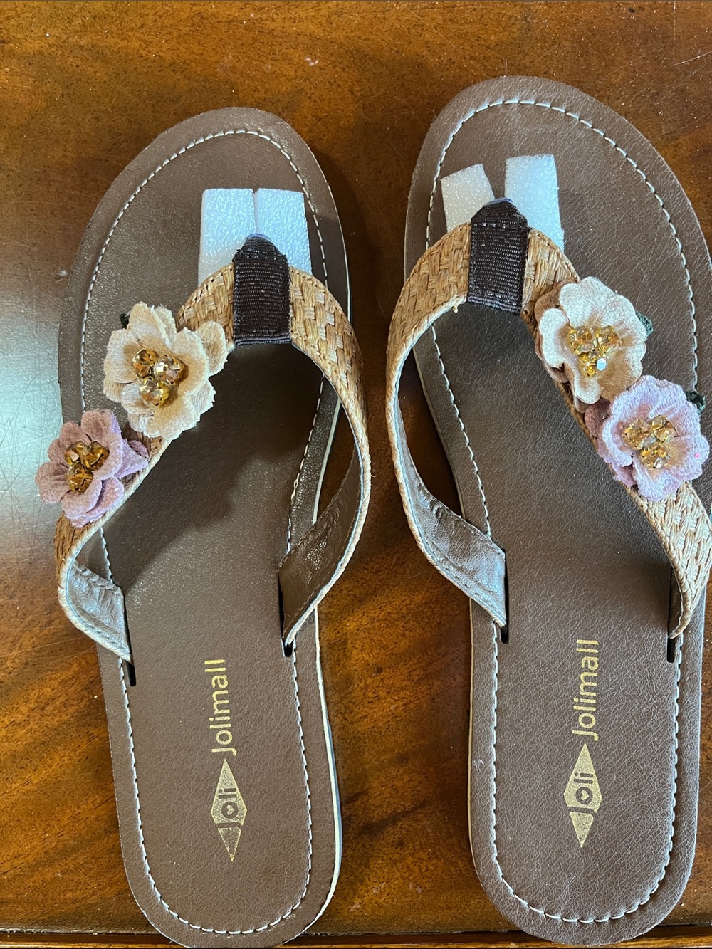 Floral Woven Thong Sandals